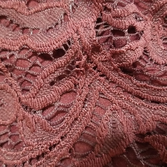 ADRIANNA PAPELL Brown Wide Neckline Off Shoulder Flare Sleeve Lace Shirt Top - Picture 14 of 14